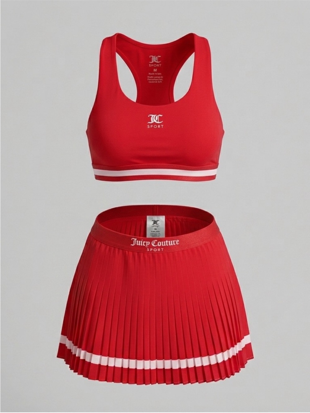 Juicy Couture Red Pleated Tennis Skirt & Crop Sports Top NWT